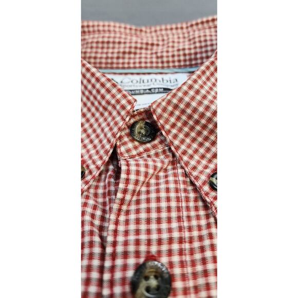 Columbia Sportswear Shirt Mens Medium Red Check Short Sleeve Button Up - Picture 7 of 12